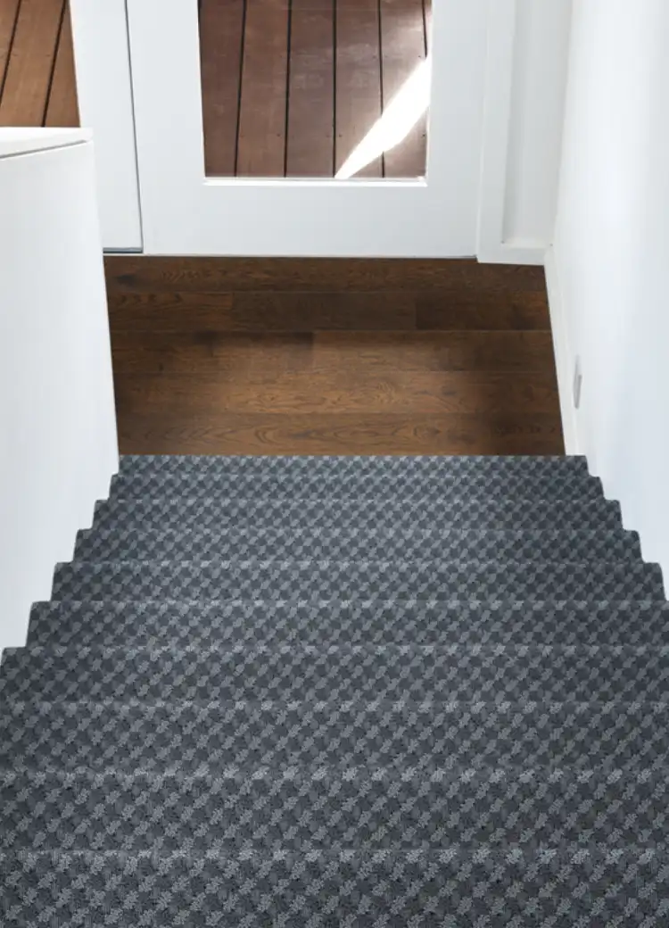 Stair runner on hardwood in Georgia entryway